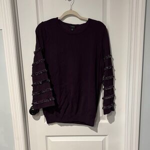 Alfani Deep Purple Women's Sweatshirt with Ruffled Sleeves